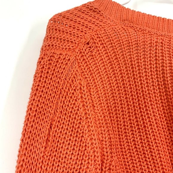 Free People Sweater Damsel Orange VNeck Ribbed Pullover Bell Sleeve - Picture 10 of 12